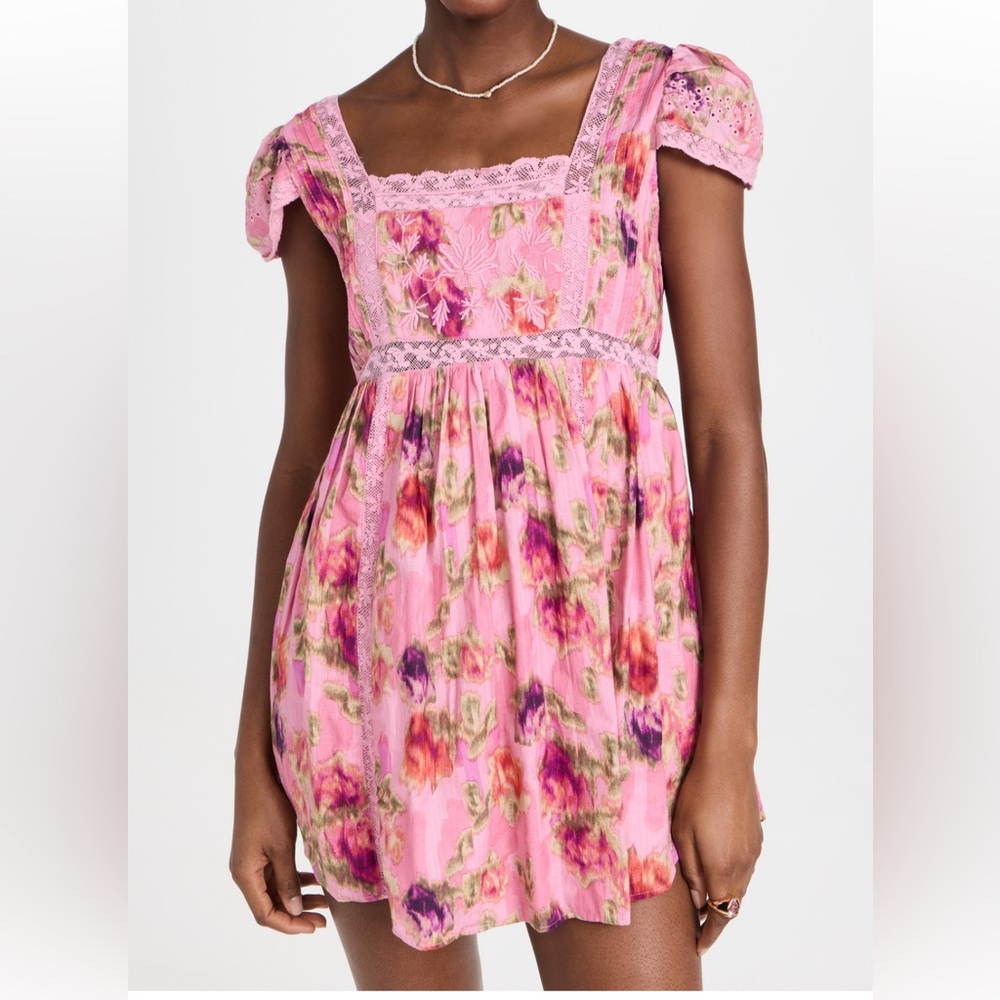LoveShackFancy Pink Floral Mini Dress
